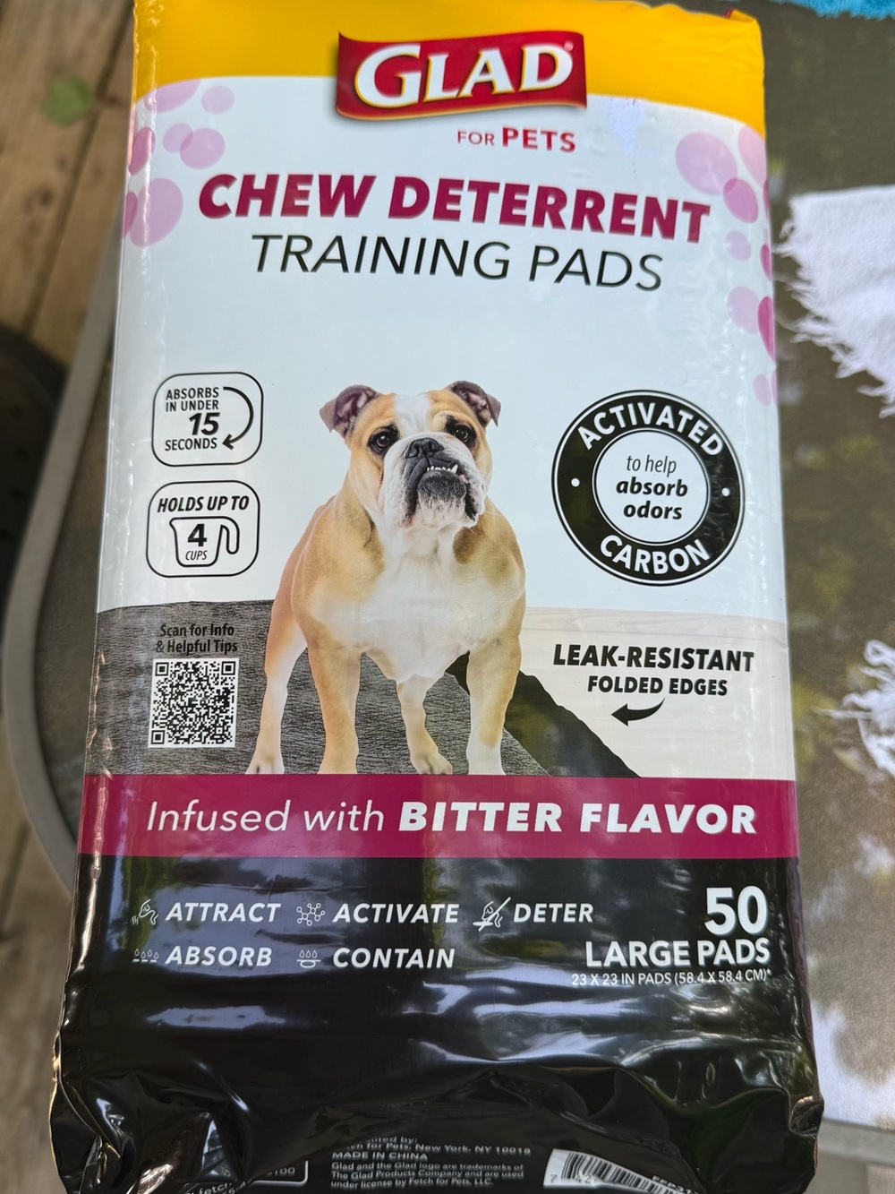 Chew Deterrent Training Pads - Bitter Flavor, Large, GLAD for Pets